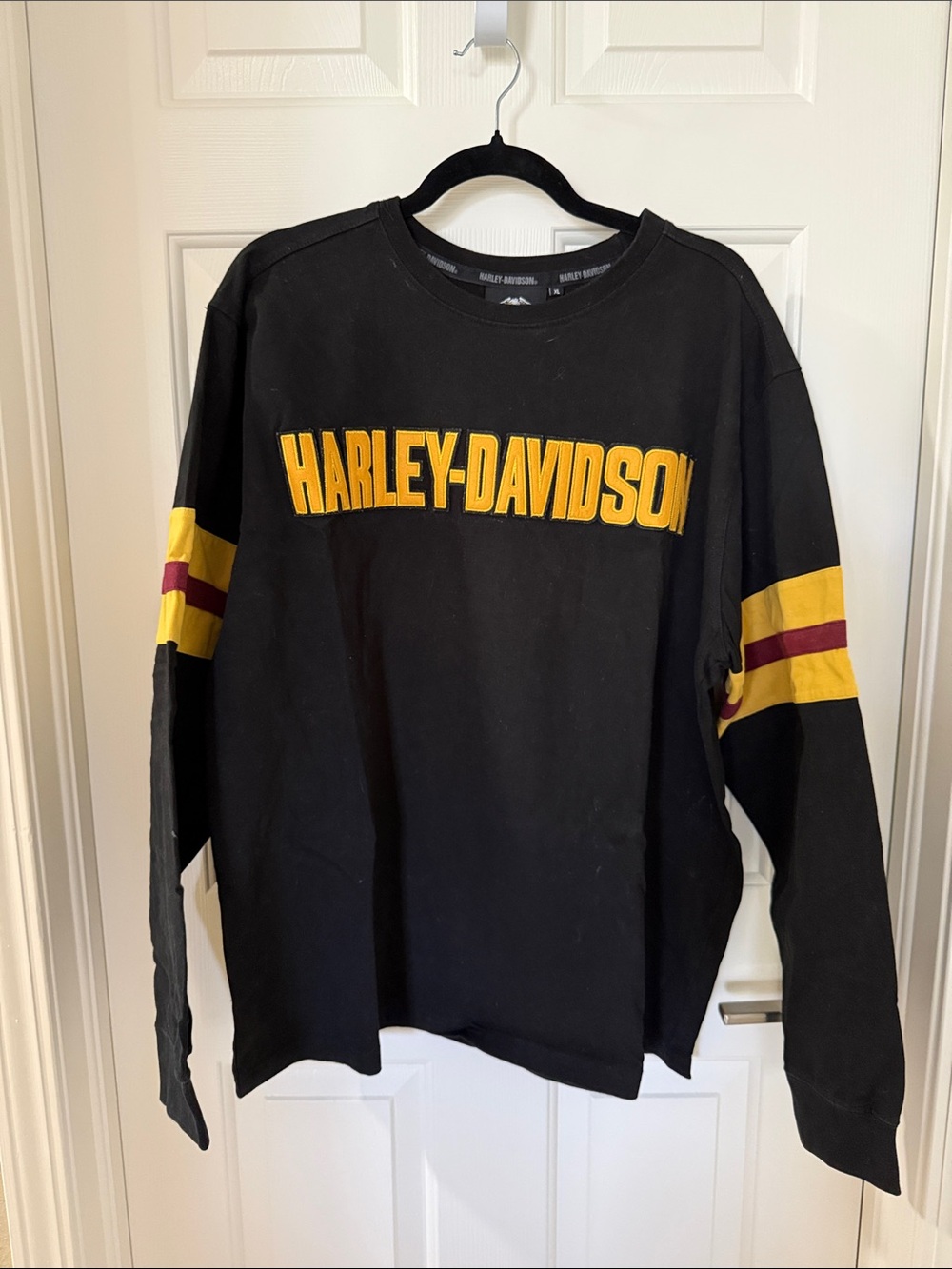 Harley-Davidson Black Sweatshirt with Yellow and Maroon Accents